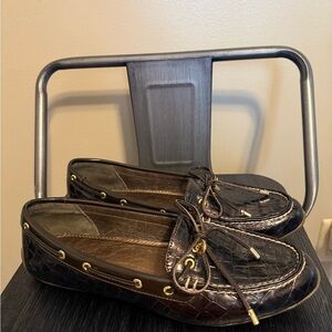 Sperry Brown Croc-Embossed Leather Driving Loafers